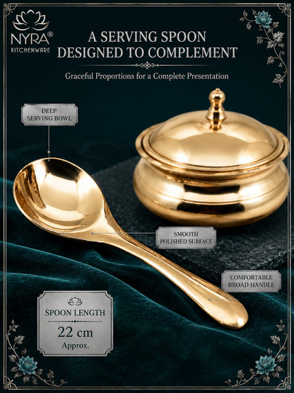 Pure Bronze Kansa Donga | Handcrafted Serving Bowl with Knob Lid & Spoon