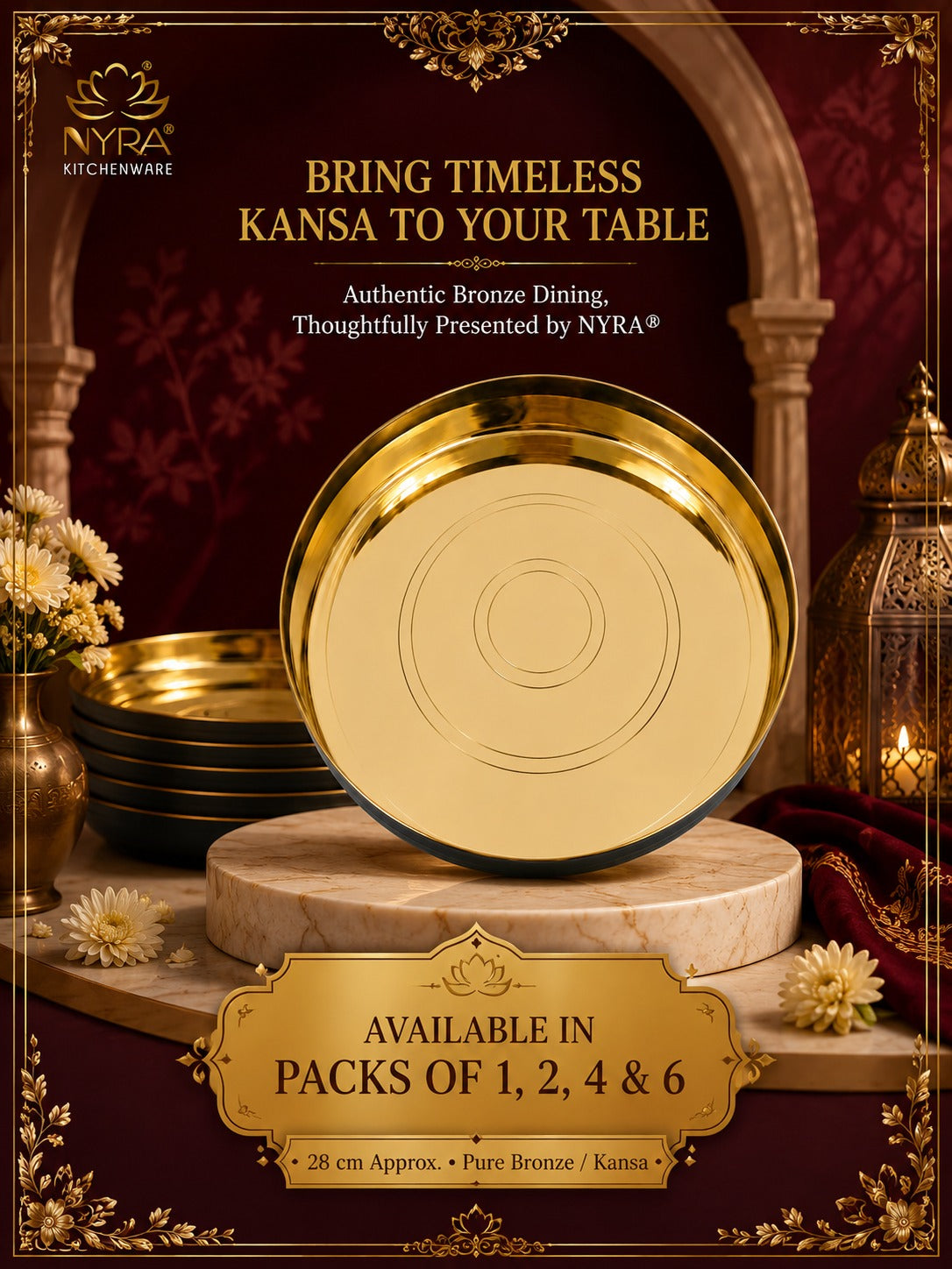 Pure Kansa Thali (Bronze) | Authentic Ayurvedic Serving Plate