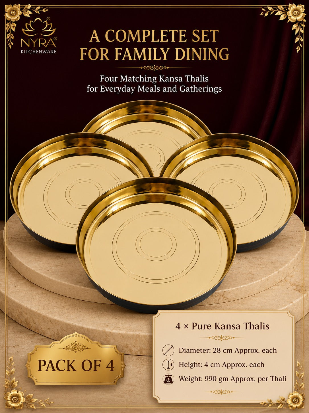Pure Kansa Thali (Bronze) | Authentic Ayurvedic Serving Plate