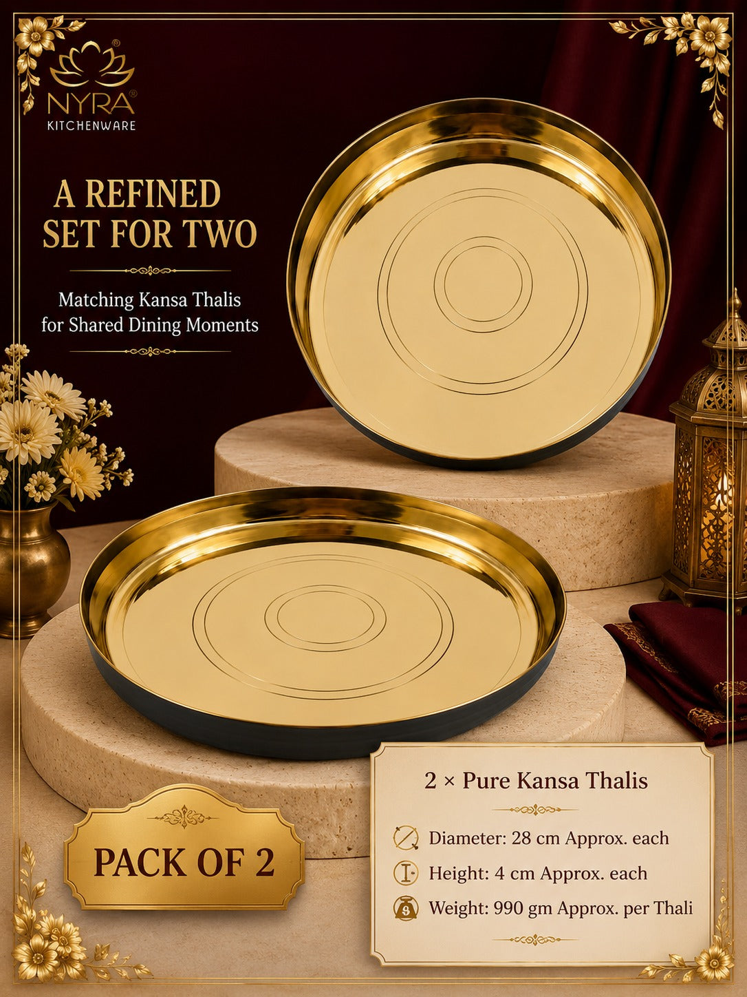 Pure Kansa Thali (Bronze) | Authentic Ayurvedic Serving Plate