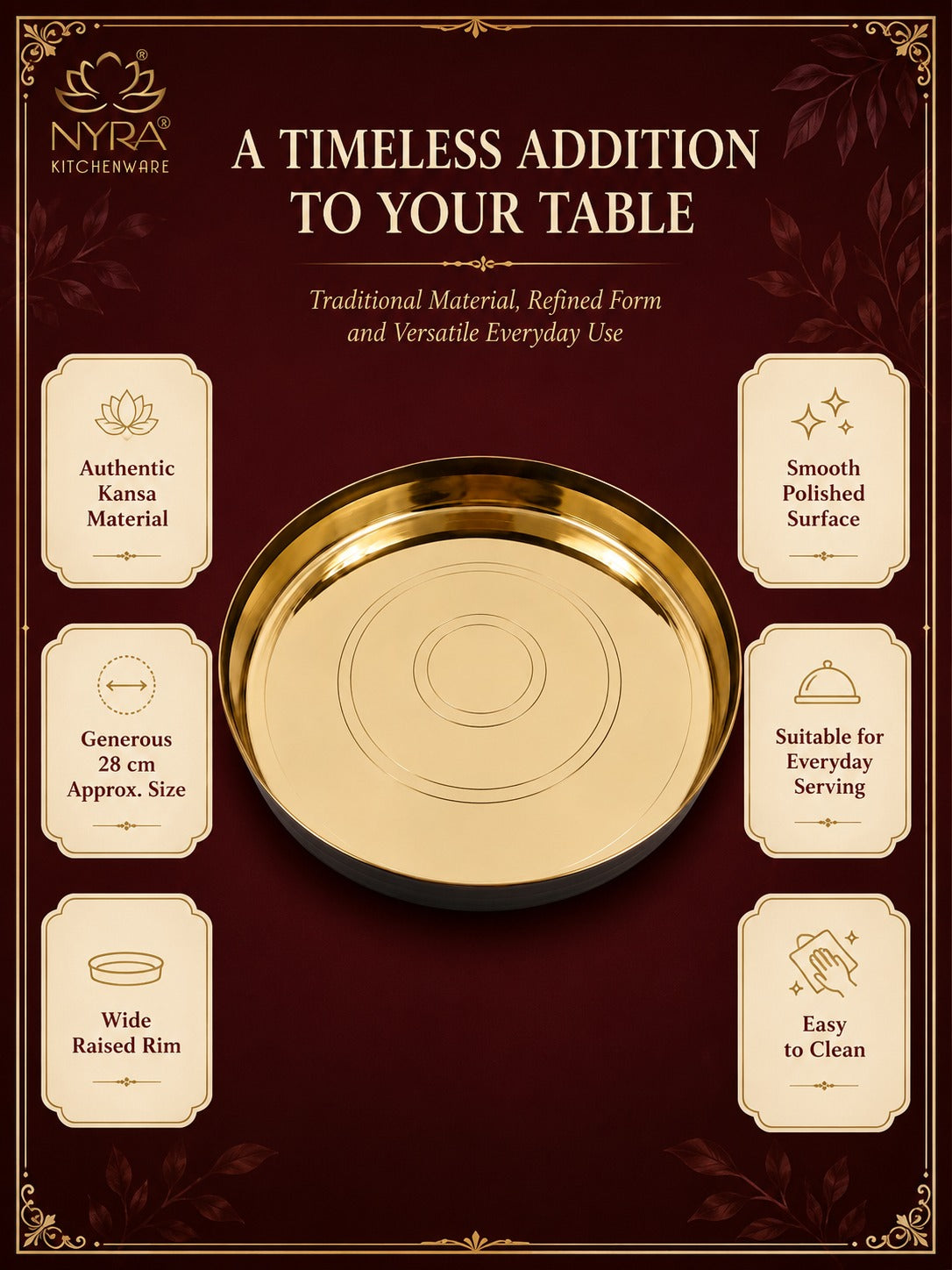 Pure Kansa Thali (Bronze) | Authentic Ayurvedic Serving Plate