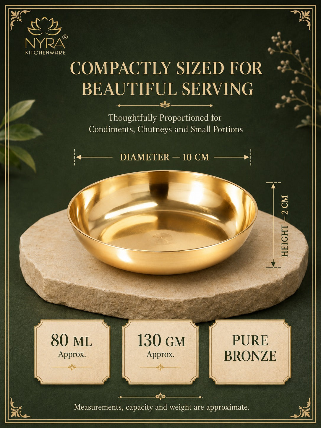 Pure Bronze Kansa Katori/Halwa Bowl/Pudding Plate