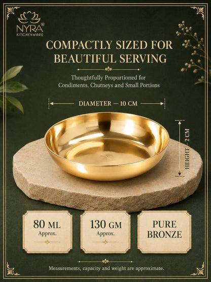 Pure Bronze Kansa Katori/Halwa Bowl/Pudding Plate