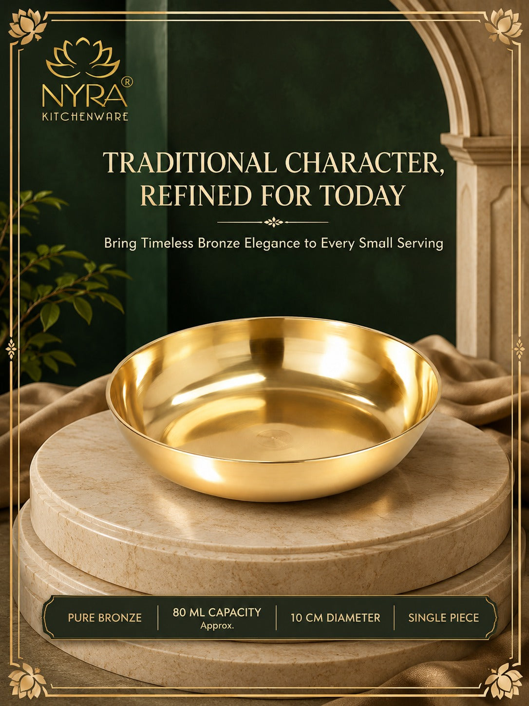 Pure Bronze Kansa Katori/Halwa Bowl/Pudding Plate