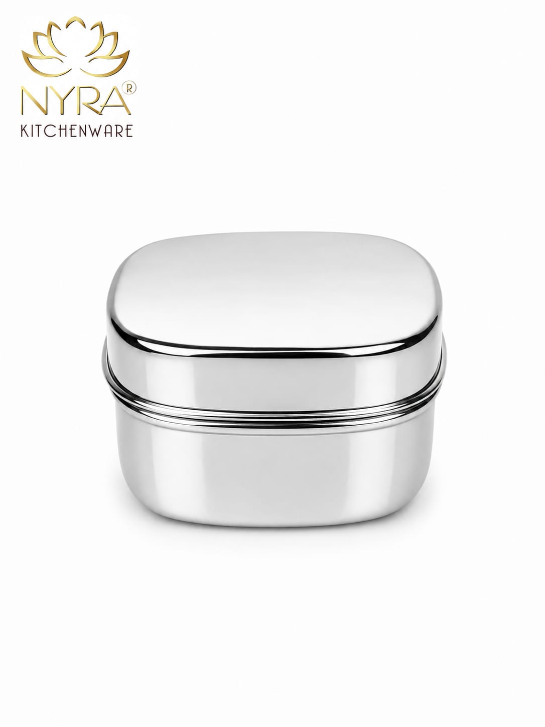 Stainless Steel Square Storage Container with Fitted Lid – Glossy Mirror Finish Multi-Purpose Steel Box for Food, Dry Snacks and Accessories