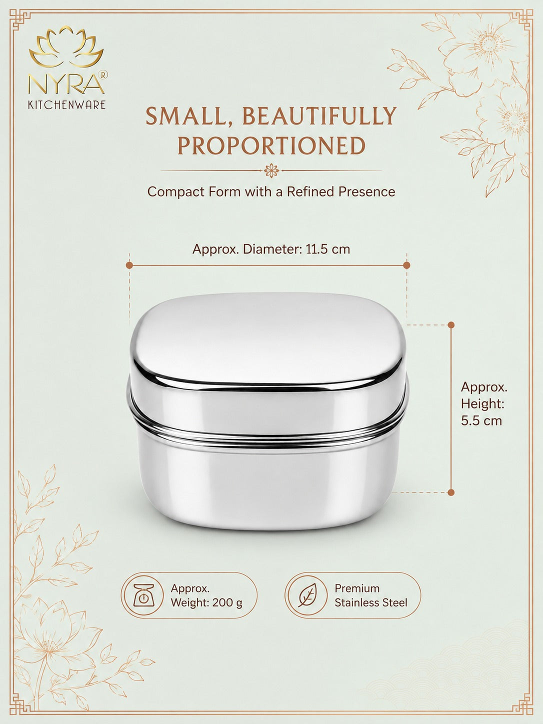 Stainless Steel Square Storage Container with Fitted Lid – Glossy Mirror Finish Multi-Purpose Steel Box for Food, Dry Snacks and Accessories