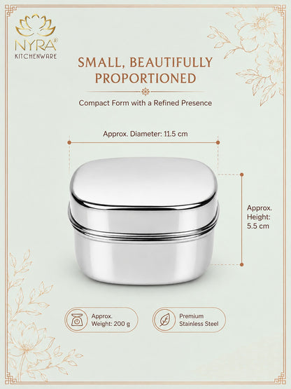 Stainless Steel Square Storage Container with Fitted Lid – Glossy Mirror Finish Multi-Purpose Steel Box for Food, Dry Snacks and Accessories