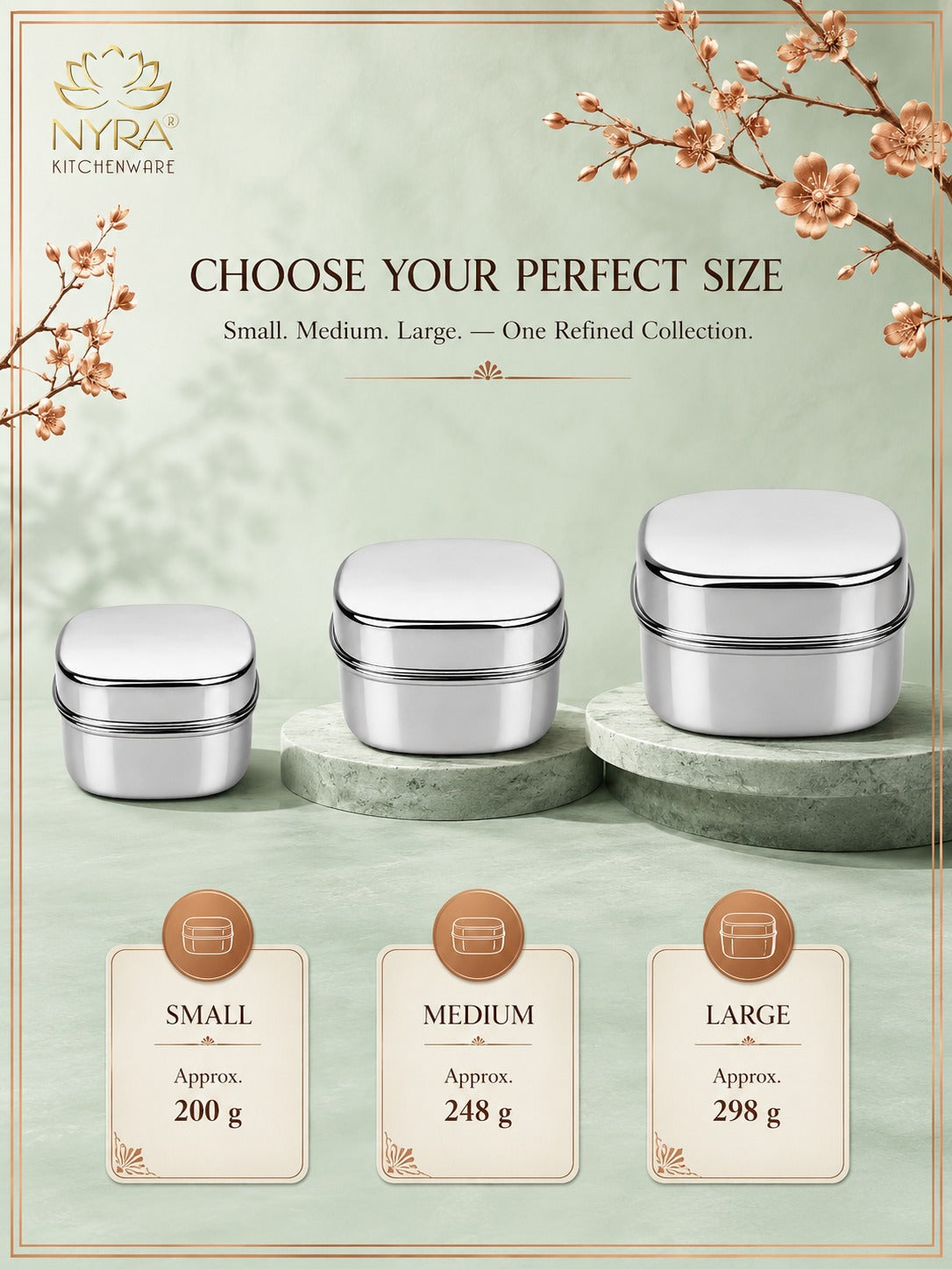 Stainless Steel Square Storage Container with Fitted Lid – Glossy Mirror Finish Multi-Purpose Steel Box for Food, Dry Snacks and Accessories