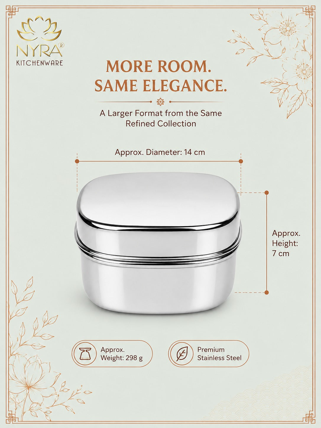 Stainless Steel Square Storage Container with Fitted Lid – Glossy Mirror Finish Multi-Purpose Steel Box for Food, Dry Snacks and Accessories