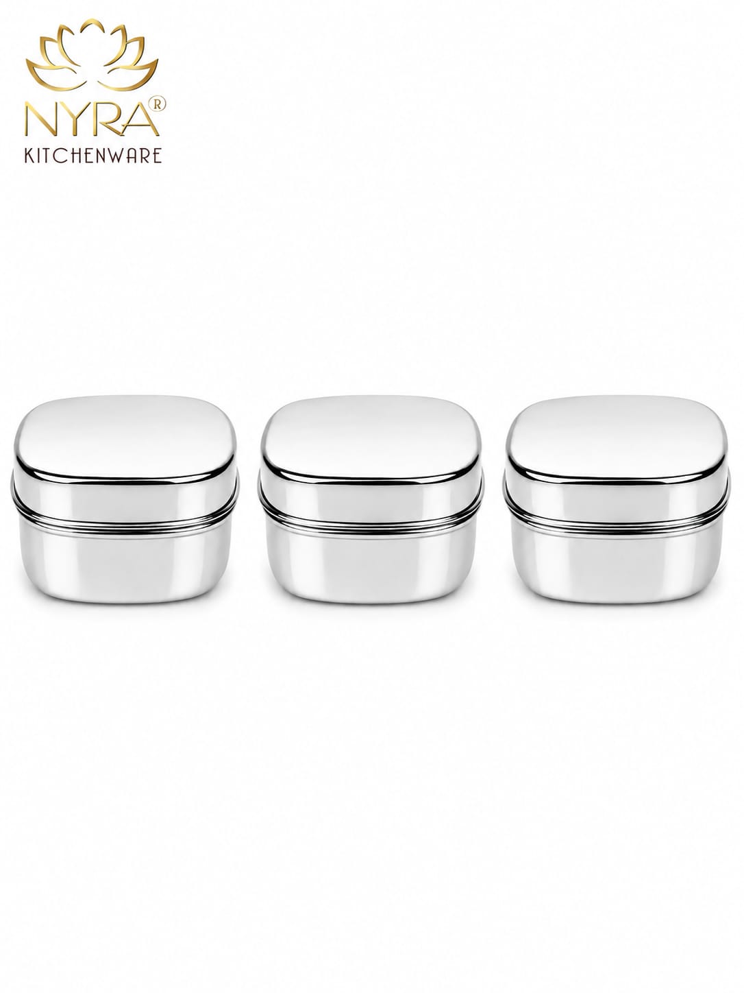 Stainless Steel Square Storage Container with Fitted Lid – Glossy Mirror Finish Multi-Purpose Steel Box for Food, Dry Snacks and Accessories