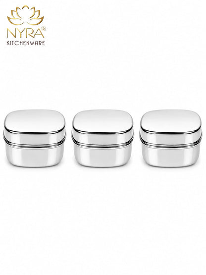 Stainless Steel Square Storage Container with Fitted Lid – Glossy Mirror Finish Multi-Purpose Steel Box for Food, Dry Snacks and Accessories