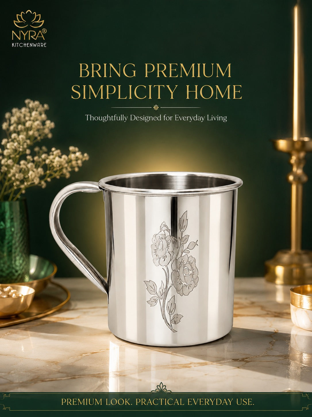 Stainless Steel Laser Printed Mug with Glossy Finish