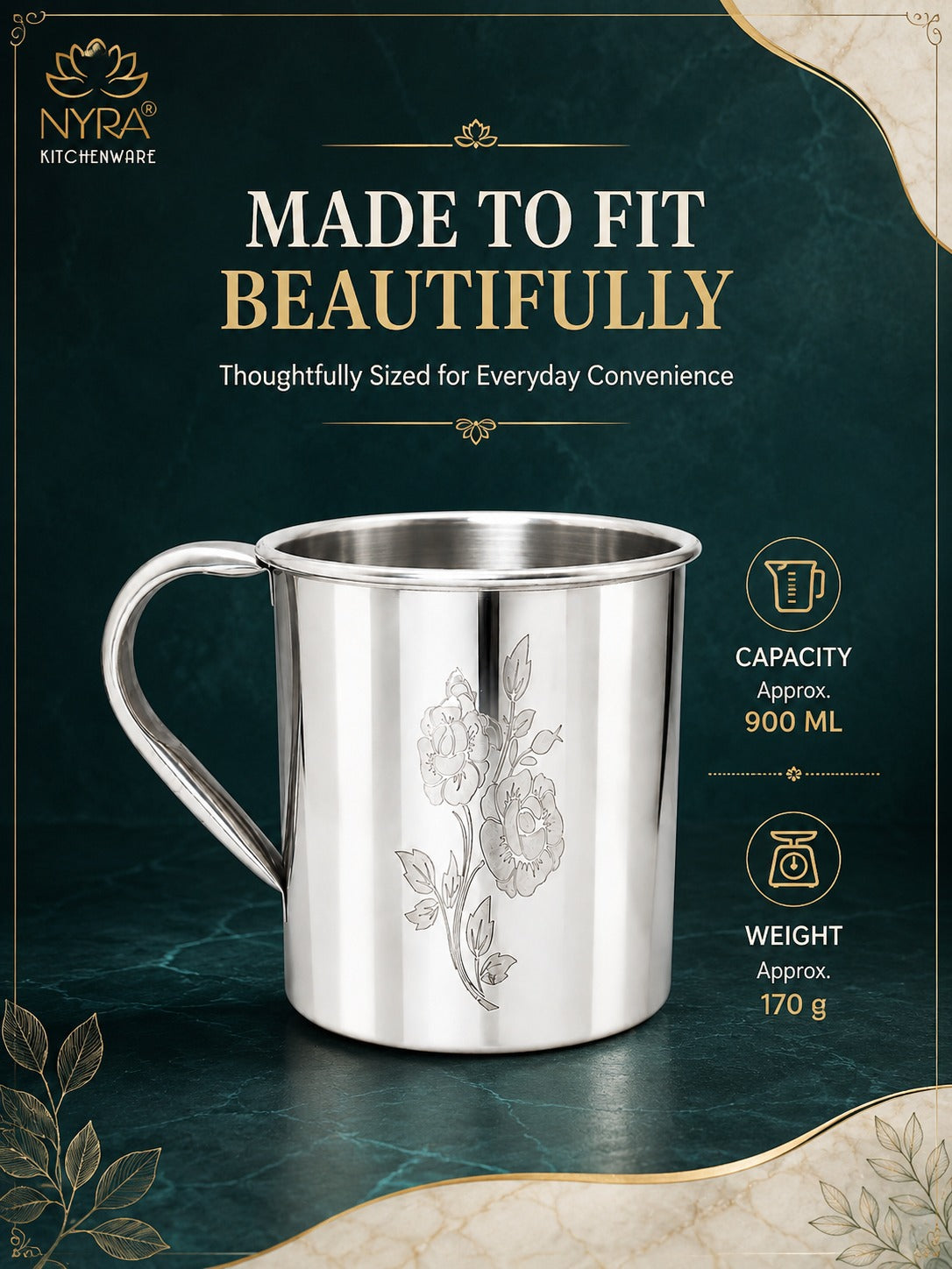 Stainless Steel Laser Printed Mug with Glossy Finish