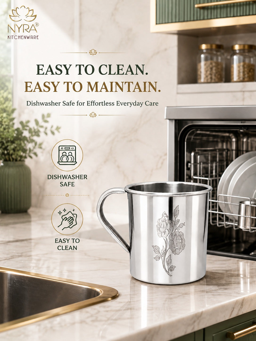 Stainless Steel Laser Printed Mug with Glossy Finish