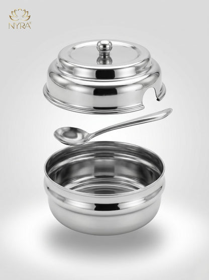 Stainless Steel Ghee/0il Pot Storage Container with Spoon