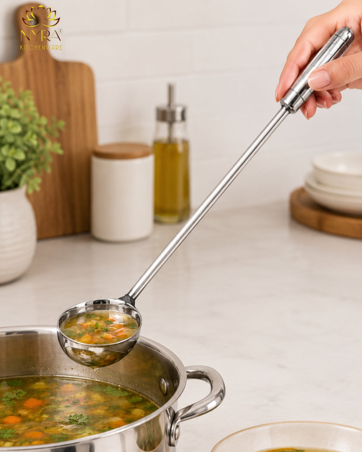 Stainless Steel Long Handle Ladle | Durable Heavy Gauge Handle - Serving Spoon