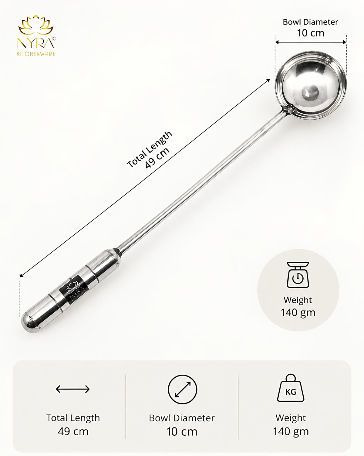 Stainless Steel Long Handle Ladle | Durable Heavy Gauge Handle - Serving Spoon