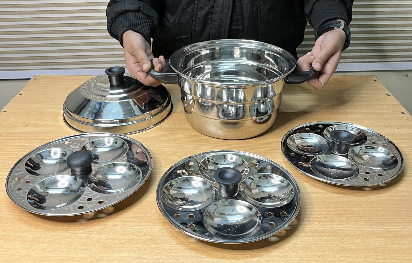 Premium Stainless Steel Multi Idli Cooker Pot with Stackable Idli Plates for Steaming