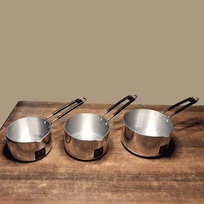 Aluminum Induction Sauce Pan with Steel Lid, Riveted PVC Handle & Swivel Hook