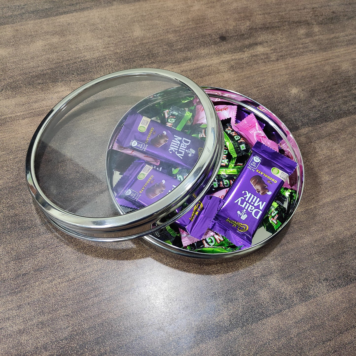 Stainless Steel Chocolate Box with See Through Lid