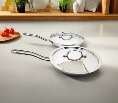 Triply Stainless Steel Frypan | Scratch-Resistant & Induction-Friendly Cookware/Pan- 2 Sizes