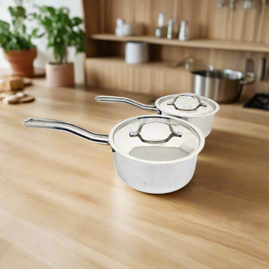 Triply Stainless Steel Sauce Pan Set with Lid - Induction & Gas Stove Compatible | Multipurpose Cookware Set of 2pcs.
