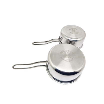 Triply Stainless Steel Sauce Pan with Lid | Strong Wire Handle | Induction & Gas Stove Multipurpose Cookware - 2 Sizes