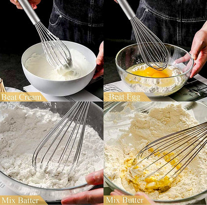 Nyra® Premium Stainless Steel Culinary Whisk – Multi-Purpose Manual Mixing Tool, Small, Medium & Large