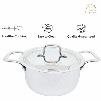 Triply Stainless Steel Saucepot/Bonton/Tope with Sturdy Handle and Lid –  Premium Quality Cookware - 2 Sizes