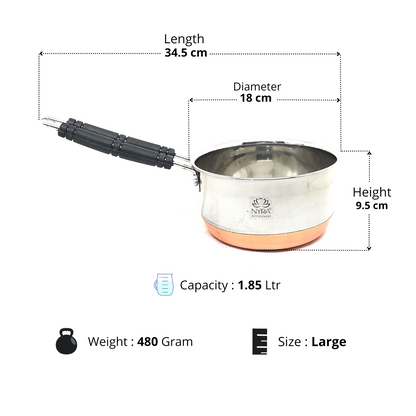 Stainless Steel Copper Bottom Saucepan - Flat Base Cookware with Sturdy Handle