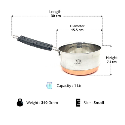 Stainless Steel Copper Bottom Saucepan - Flat Base Cookware with Sturdy Handle
