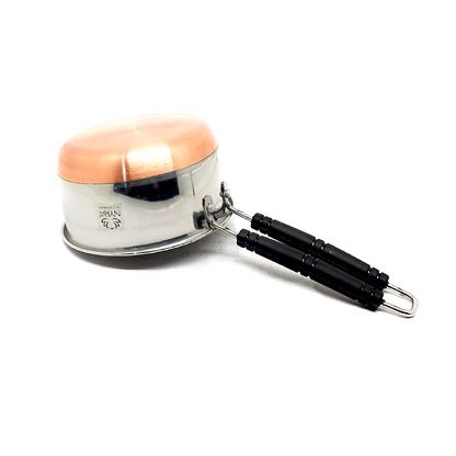 Stainless Steel Copper Bottom Saucepan - Flat Base Cookware with Sturdy Handle
