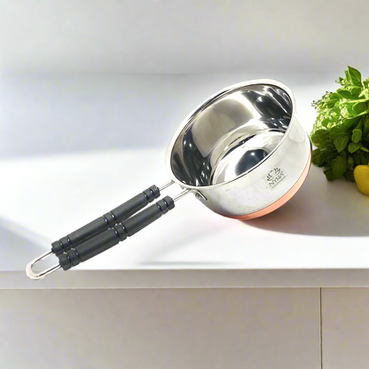 Stainless Steel Copper Bottom Saucepan - Flat Base Cookware with Sturdy Handle