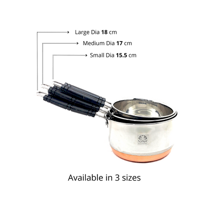 Stainless Steel Copper Bottom Saucepan - Flat Base Cookware with Sturdy Handle