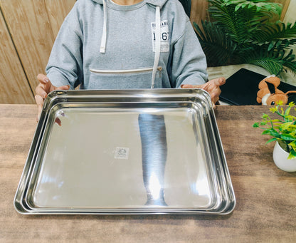 Stainless Steel Glossy-finish Serving Trays - Ideal for Cakes, Pastries, Muffins, Sweets and Snacks
