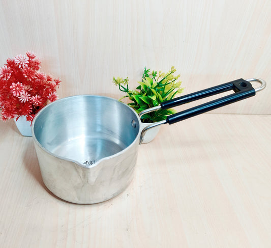 Aluminum Induction Sauce Pan with Steel Lid, Riveted PVC Handle & Swivel Hook
