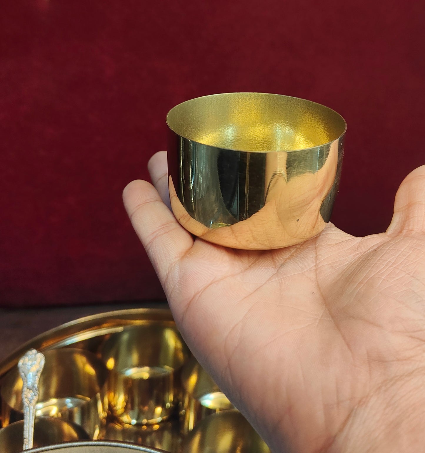 Brass Spice Box with see-through lid | Eco-Friendly & Handcrafted Masala Dabba with 7 Compartments - Traditional Kitchen Essential