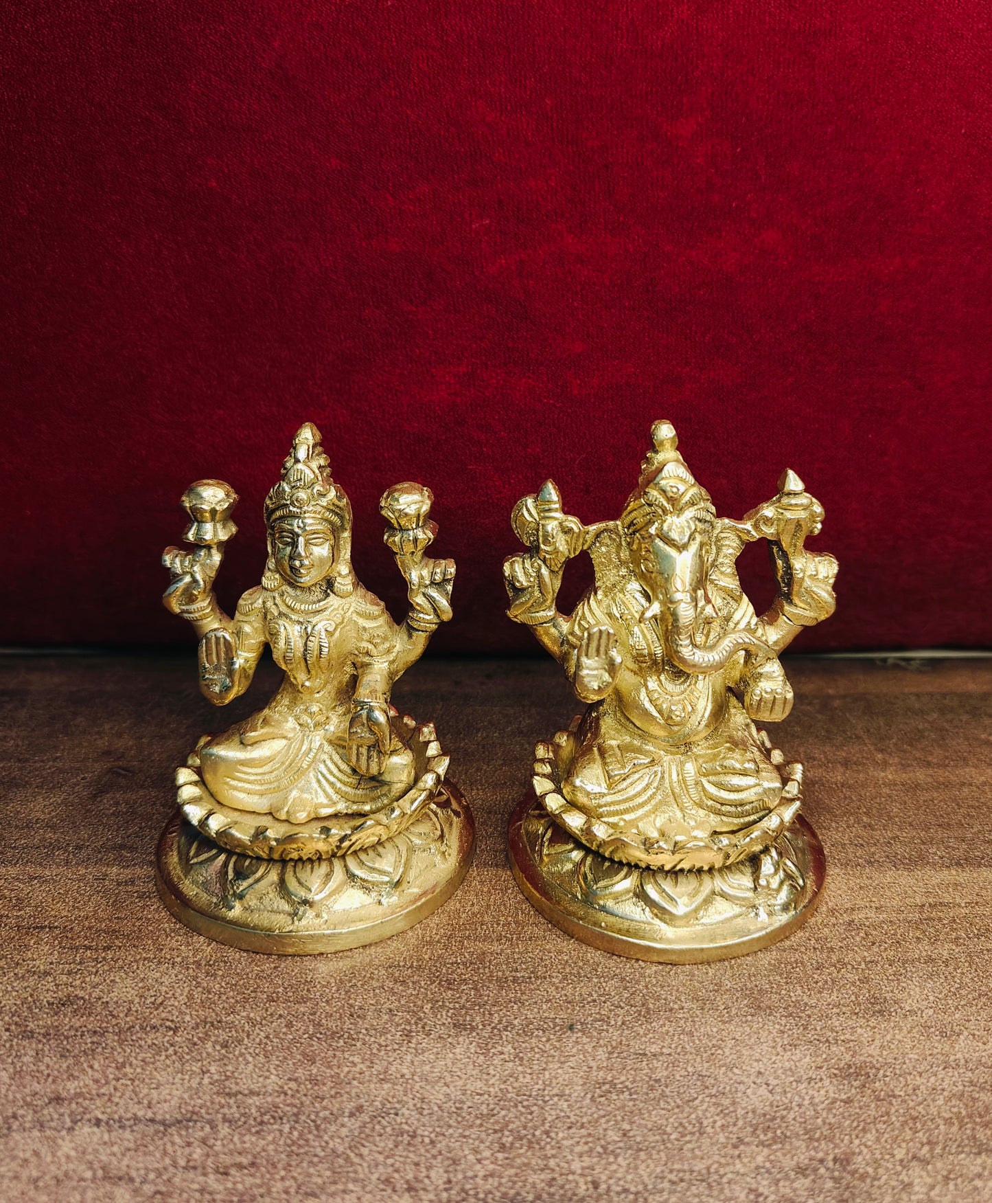 Brass Handmade Laxmi Ganesh Idol (3") | Peetal God Statue - Diwali Gift, Housewarming, Wedding & Corporate Gift |