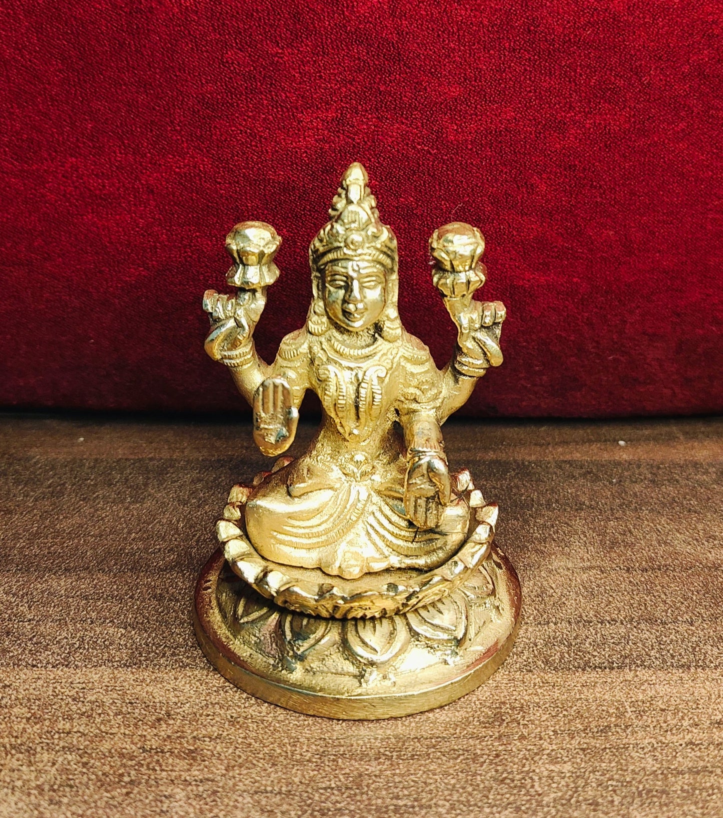 Brass Lakshmi Devi Idol for Puja | Handcrafted Goddess Laxmi Statue