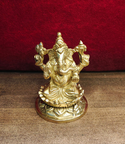 Pure Brass Lord Ganesha Idol | Handcrafted Ganpati Murti - Auspicious Vastu Figurine