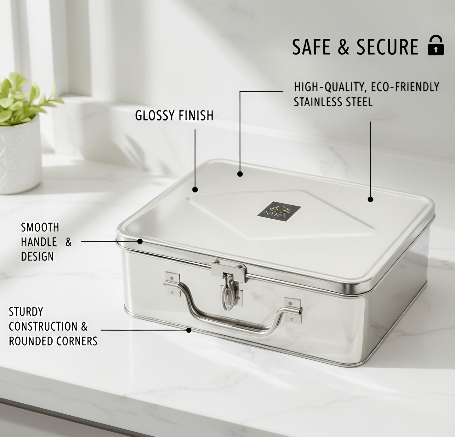 Stainless Steel Multi-Purpose Cash/Storage Box | Secure for Money, Jewelry & Documents