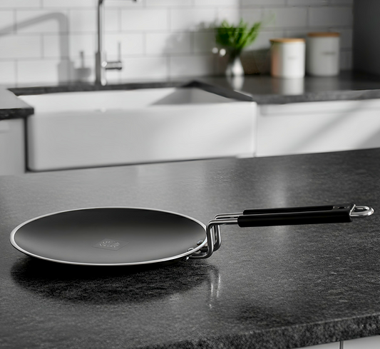 Iron Griddle/Tawa with Durable PVC Handle - Heavy-Duty Flat Pan Cookware