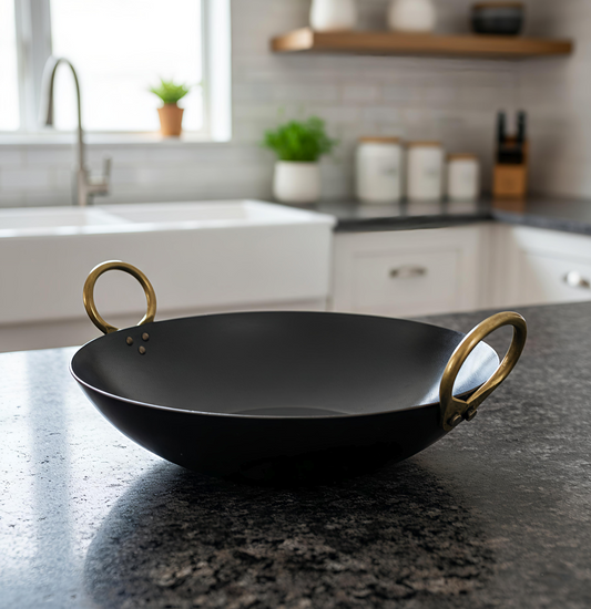 Pure Traditional Black Iron Kadhai | Induction Wok - 3 Sizes