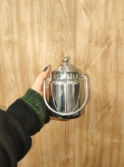 Stainless Steel Mini Oil Canister with Lid & Handle | Multipurpose Kitchen Storage Container/Barni