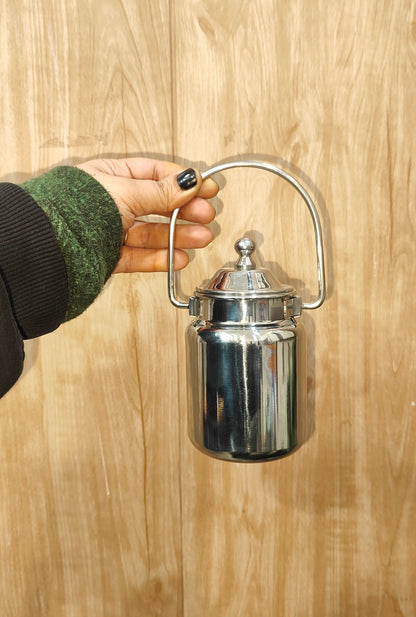 Stainless Steel Mini Oil Canister with Lid & Handle | Multipurpose Kitchen Storage Container/Barni