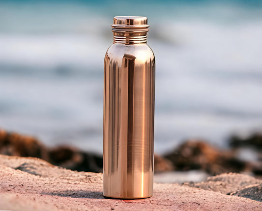 Pure Copper Water Bottle |  Copper Bottle with Shinny finish | Traditional Bottle with sleek & modern design
