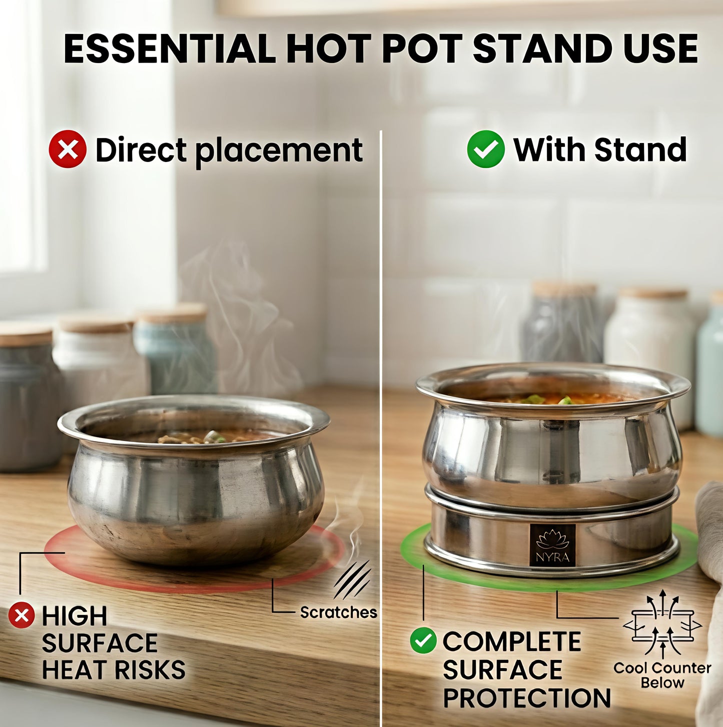 Stainless Steel Matka Ring/Pot stand/Multipurpose Pot Stand - Set of 4