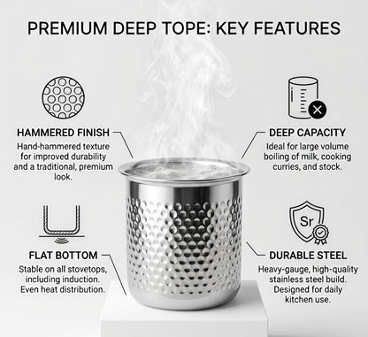 Premium Stainless Steel Hammered Deep Water Gunj - 6 Sizes