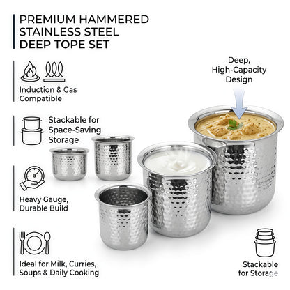 Premium Stainless Steel Hammered Deep Water Gunj - 6 Sizes