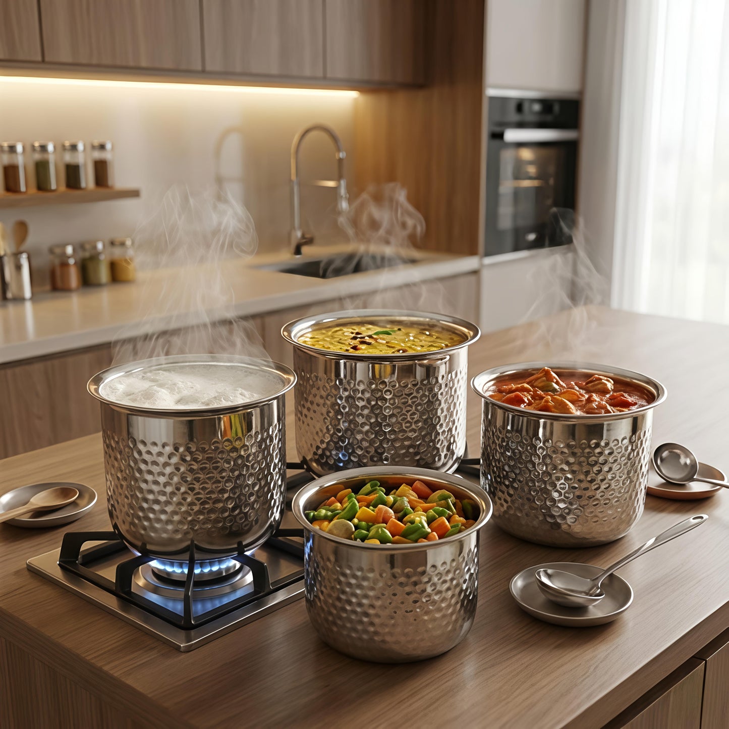 Premium Stainless Steel Hammered Deep Water Gunj - 6 Sizes